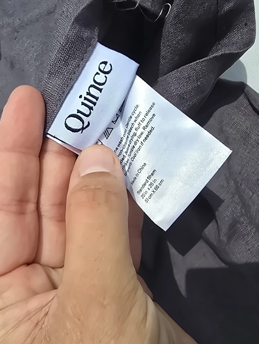 Quince Twin 100% European Linen Charcoal  1 Standard Sham Duvet Cover